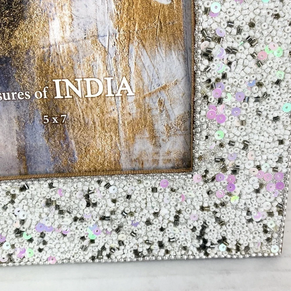 Treasure Of India Beaded Sequined Picture Frame 5”x 7”